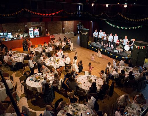 The Black-E Main Hall wedding setup